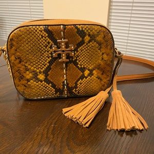 Tory Burch McGraw Snake Embossed Leather Camera Bag